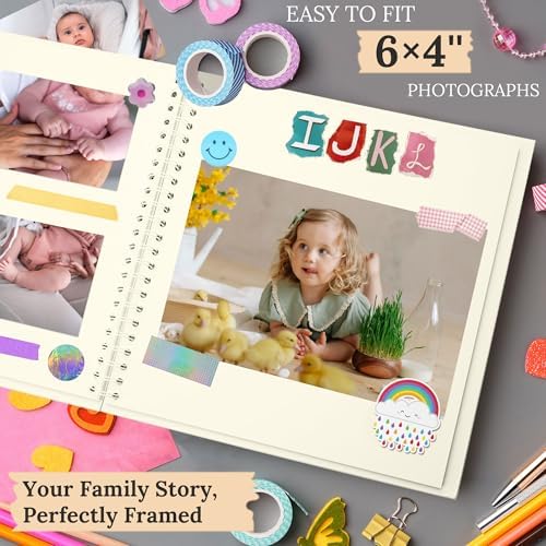 Scrapbook Photo Album 7"x7" 20 Sheets 47 Pages Hardcover Kraft Paper Cream