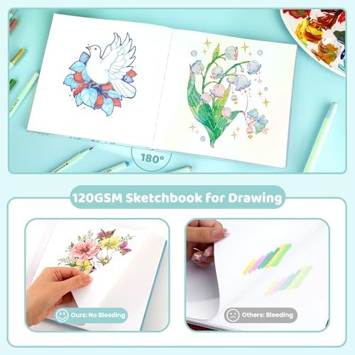 FLYING EAGLE Sketch Book, Square Hardcover Sketchbook for Kids,10x10, Blue