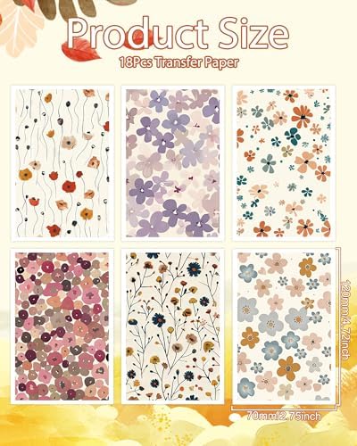 Puocaon Flower Clay Transfer Paper - 18 Pcs Colorful Floral Transfer Sheets for Polymer Clay Jewelry for Flower Earrings Design
