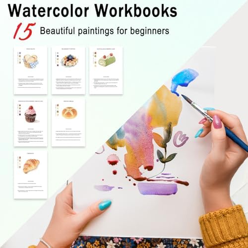 Watercolor Workbooks Baking, 15 Beautiful Paintings for Water Color Book Adult, Watercolor Coloring Book for Beginners, Watercolor Workbook for Adults Teens (Without Palette, Baking)