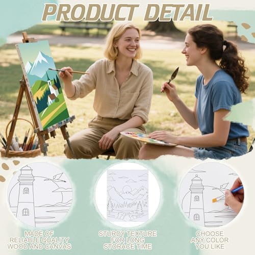 Harloon 36 Pcs 8 x 10 Inch Pre Drawn Canvas for Painting Pre Stretched Canvas Painting for Adults Illustration Landscape Outline for Sip and Paint Party Supplies Favor