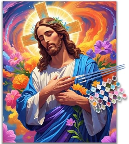 Kalonyth Jesus Paint by Numbers Kit for Adults, 16x20 inch, No Framed