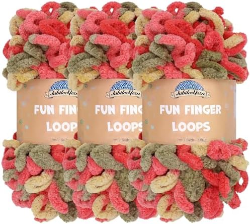 JubileeYarn Fun Finger Loops Yarn - 100g/Skein Jumbo Polyester - Janus - 3 Skeins