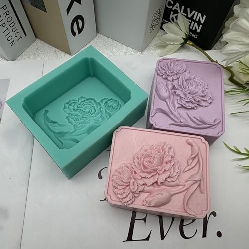 3D Carnation Soap Mold Flower Silicone Candle Mould Delicate Floral DIY Handmade Cold Process Soap Bar Mold Flower Crafts Moulds for Aromatherapy Plaster Gypsum Moulds Candle