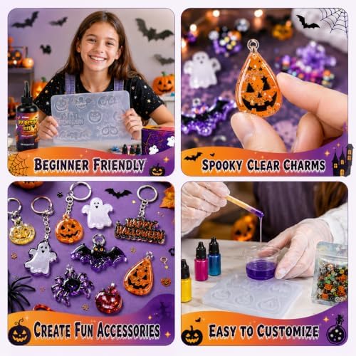 ESAM Group Halloween UV Resin Jewelry Kit for Kids, Teens & Beginners
