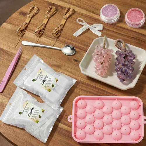 DIY Grape Soap Making Kit for Beginners – Complete Handmade Craft Set with 2 Natural Soap Bases, Silicone Molds, Mica Powder, Jute Rope & Tools, Creative Home Decor, Gift Ready