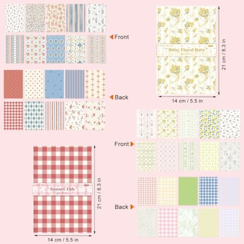 60 Sheets Scrapbook Paper, Double-Sided Vintage Floral Scrapbooking Paper Scrapbook Supplies for Cards, Journals, Tags, Albums, DIY Crafts , 5.5x8.3in / 20 Patterns