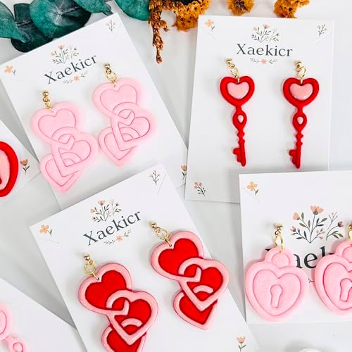 Xaekicr Heart Lock and Key Clay Cutters Set – 3PCS Polymer Clay Cutters for Earrings, Valentine’s Day Clay Earring Cutters, Polymer Clay Molds for Jewelry Making, Clay Tools