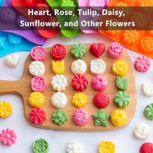 6 Pack Flower Shape Chocolate Candy Molds, Silicone Baking Molds