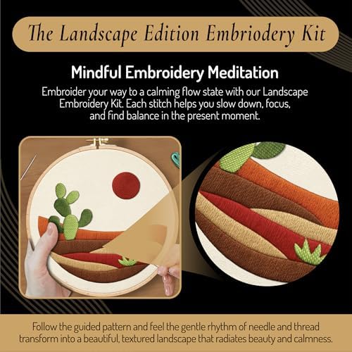 Unwynd Embroidery Kit Landscape for Adults and Beginners,Cross Stitch Craft