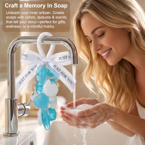 Silicone Shell Soap Mold Kit for DIY Soap Making, with Cotton Rope, Bow Ribbons, Tweezers, Reusable Soap Making Supplies for Crafts, Gifts & Beginners