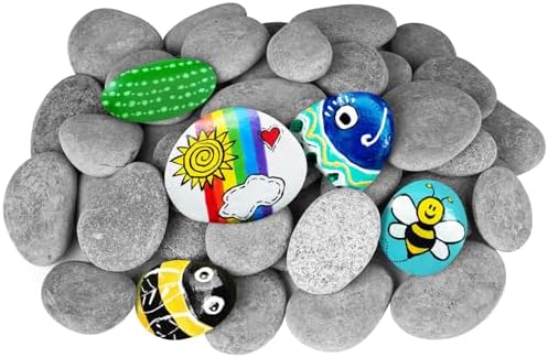 River Rocks for Painting 45 Pcs Large 2-3 Inch Flat Smooth Painting Stones Craft Rock to Paint for Kids Crafts Painting Bulk