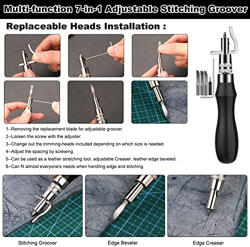 TLKKUE Leather Working Tools Leather Craft Tools for Carving Stamping | Sewing Punching Cutting with Custom Storage Bag Professional Tooling Kit for Crafting, Repair & DIY Projects