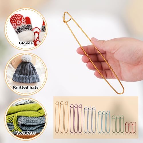 18 Pcs Knitting Stitch Holders, Yarn Stitch Holder Stitch Holders for Knitting Cable Needles Colorful Aluminum Crochet Stitch Holders Markers for Sewing Crocheting Supplies Tools Accessories