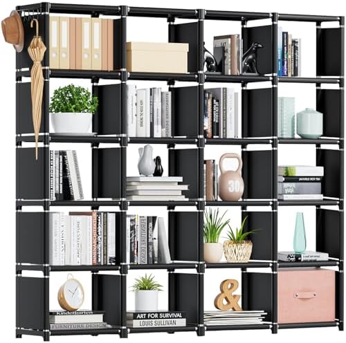 Mavivegue 20 Cube Book Shelf, Storage Organizer, Large DIY Bookcase, Metal Cube Bookshelf, Cubbies Closet Storage Organizer Shelves for Bedroom,Living Room,Home,Office