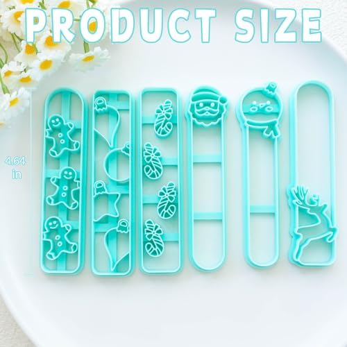 Tainsky 6 Shapes Christmas Bookmarks Polymer Clay Cutters, New Years Winter Bookmark Creator for Polymer Clay Tools