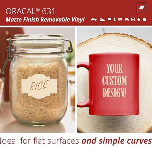 ORACAL 631 Matte Beige Vinyl Durable Roll Easy to Weed Permanent Adhesive Craft Vinyl for Plotting Machines, Decals & DIY Projects 12” x 10ft