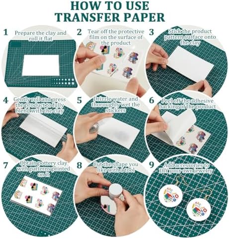OLYCRAFT 24Pcs Back-to-School Season Clay Transfer Paper 4 Design Transfers Paper for Polymer Teachers' Day Polymer Clay Transfer Sheets Small Ceramic Decal for Clays Earrings Jewelry Making