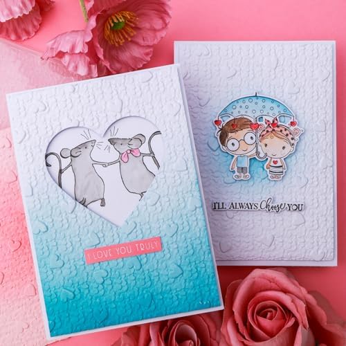 Valentine's Day Hearts 3D Embossing Folder for Card Making DIY Scrapbooking Heart Background Embossing Stencil Plastic Template Folder for Paper Crafting Arts Crafts Valentine's Scrapbook Album Decor