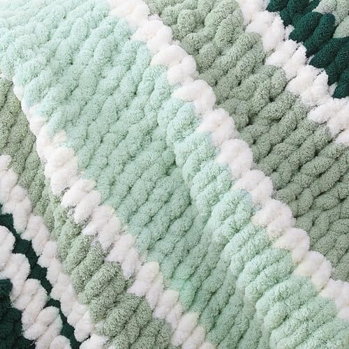 MABOZOO Assorted Chunky Yarn for Hand Knitting 8 Pack, Fluffy Jumbo Chenille Yarn, Soft Plush Yarn Bulky, Giant Thick Fuzzy Yarn for Arm Knitting,Green Multi(31.7 yds,8 oz Each Skein)