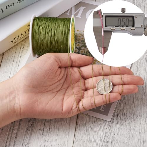150 Yards 0.5mm Braided Nylon Crafting Thread Chinese Knotting Beading String Macrame Cord Rope for Necklace Bracelet Jewelry Craft Making, Olive