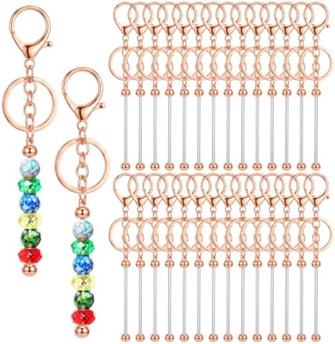 30Pcs Blank Beadable Keychain Bars Bulk Blank Metal Keychain