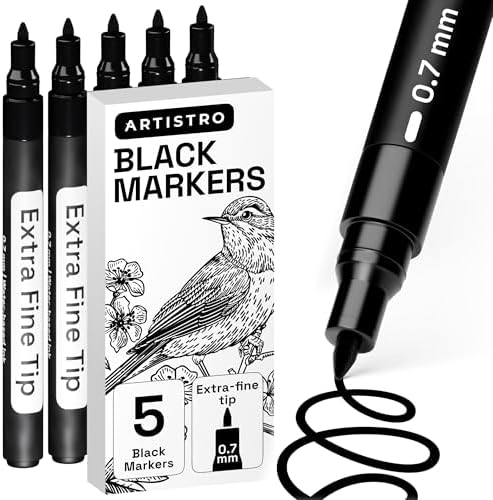 ARTISTRO Black Paint Pens - Extra-Fine Tips - Set of 5