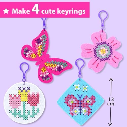 KRAFUN Butterfly & Flower Cross Stitch Kit for Kids Age 5+