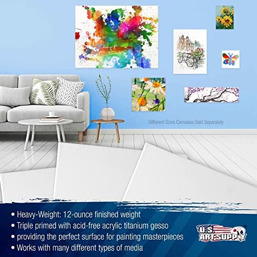 U.S. Art Supply 36"x36" Stretched Canvas for Painting, 3/4" Profile, 3-Pack