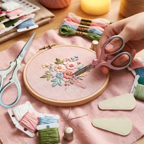2 Pack Embroidery Scissors with Covers, Small Needlepoint Scissors (Style1)