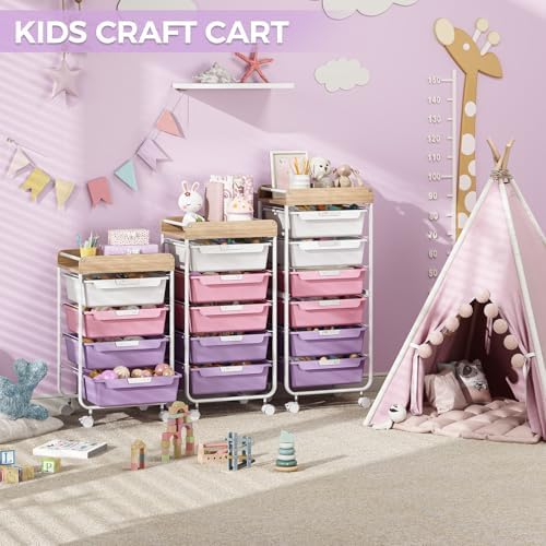SYKIARIOL Rolling Storage Utility Cart with 4 Drawers,Art Cart,Purple
