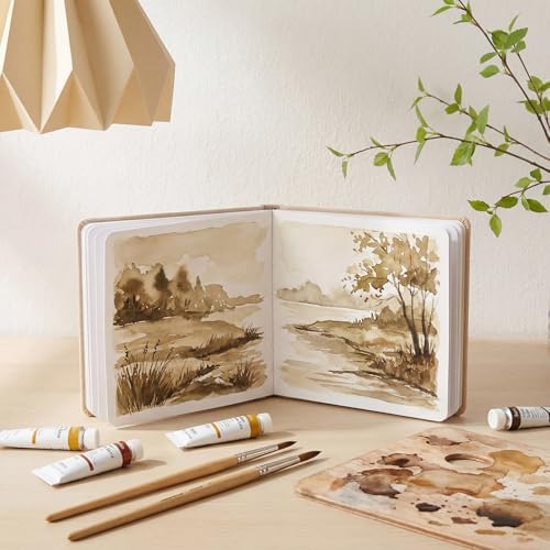 5.5in Watercolor Sketchbook Journal Square Watercolor Notebook Light Beige