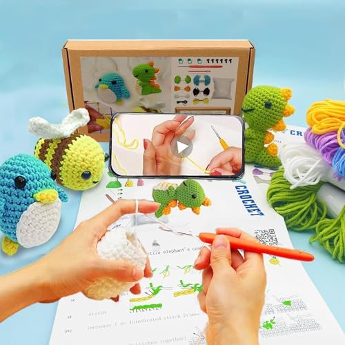 Kaaper Crochet Kit for Beginners for Adults, Learn to Dinosaur Crochet Kit