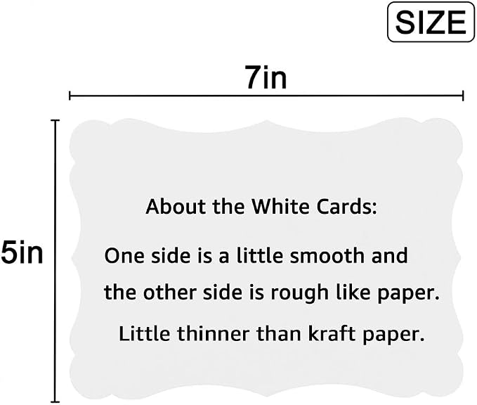 50 Pack Blank Kraft Greeting Cards, White, 5x7IN