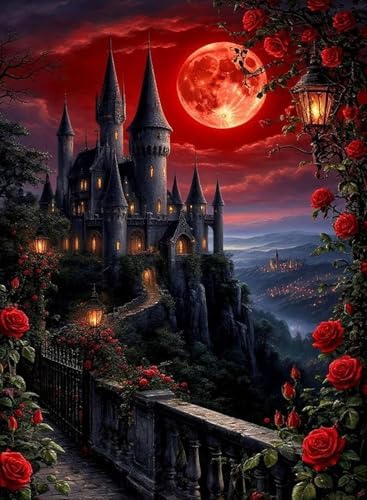 AIBOERL Paint by Numbers Kit for Adults Beginner, Halloween Castle, 12X16In