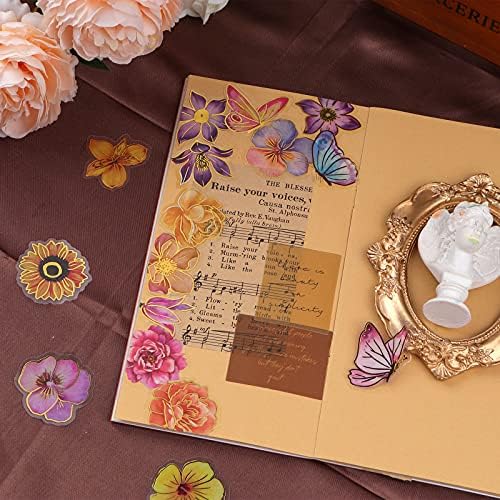 Dizdkizd 240-Piece Watercolor Floral Stickers with Gold-Outlined