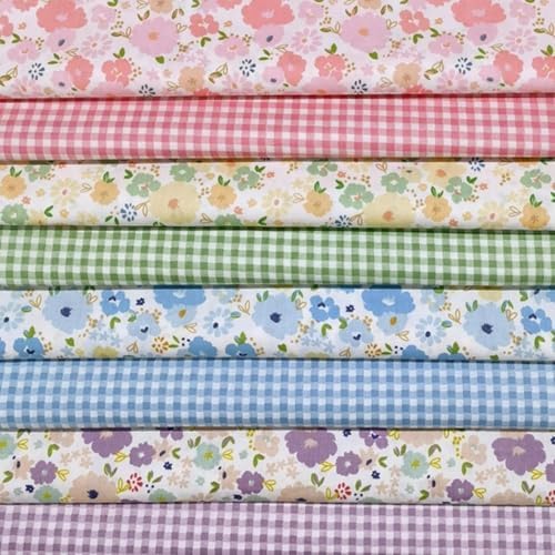 Cotton Fabric DIY Making Supplies Quilting Patchwork Fabric Fat Quarter Bundles DIY for Quilting Cotton Patchwork Cushions (Flowers Square, 9.8" x 9.8")