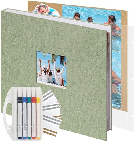 Vienrose Scrapbook Photo Album,12x12 Inch,3 Ring Binder,Green,100 Pages