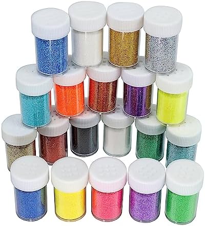 Holographic Fine Glitter Set, Multi Assorted 20 Colors Arts and Craft Glitter, Ultra Fine Glitter Powder Sequins for Resin Epoxy Tumbler Nail Body Face Hair Decoration Weddings Flowers Festival