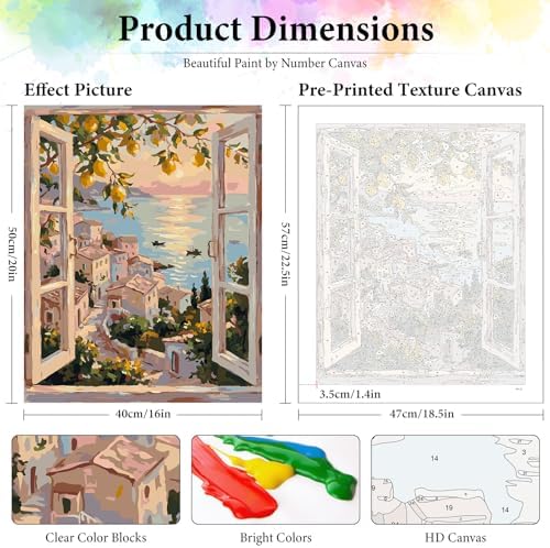 Lemon Tree Paint by Numbers Kit for Adults Without Frame 16x20 IN