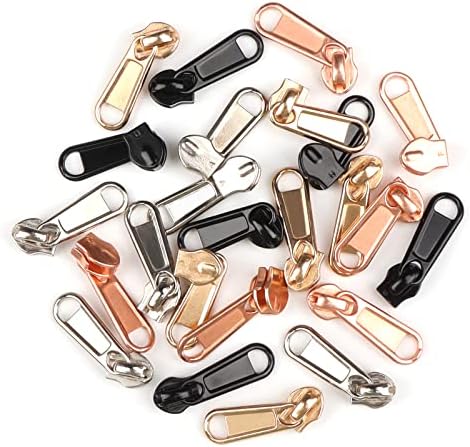 DOITEM 24Pcs Zipper Repair Kit Zippers Replacement 5# Zipper Pull Rescue Kit for Clothing Jackets Purses Luggage Backpacks (4 Colors)
