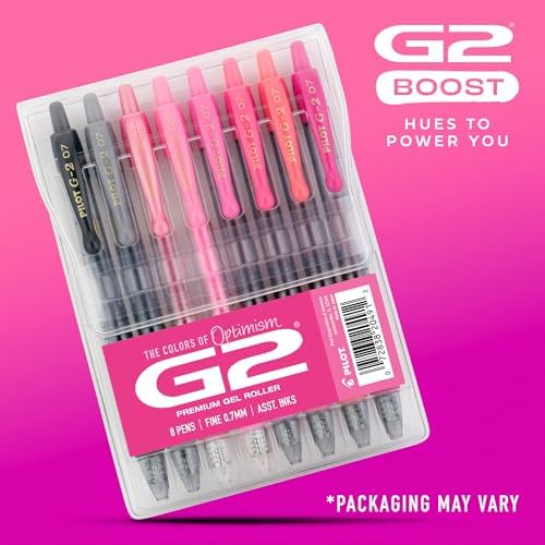 PILOT, G2 Boost Pink Pack, 8 Pack Pouch, Assorted