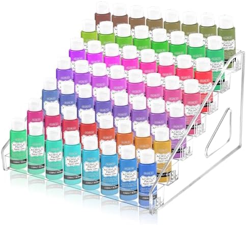 Vowcarol Clear Paint Organizer, Miniature Paint Holder 7 Layers Paint Storage Rack, Craft Paint Organizer Rack