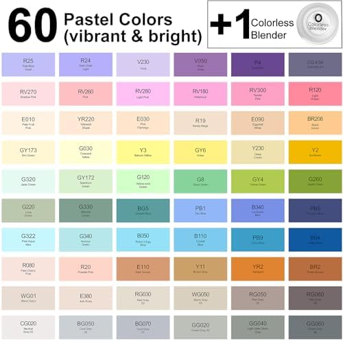 SFAIH Art Pastel Alcohol Markers Brush & Chisel Tip - 61 Dreamy Colors