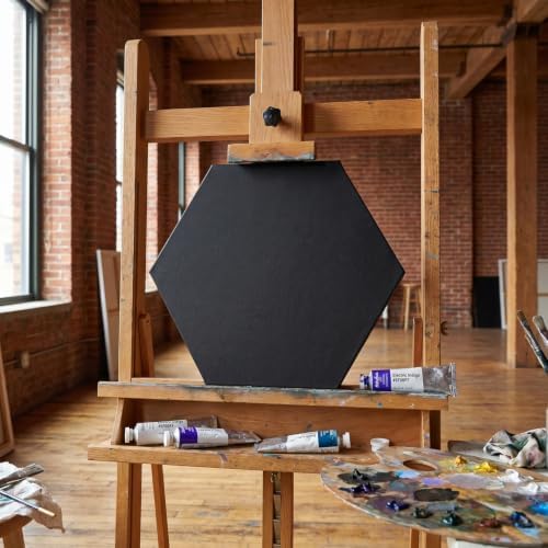 SHINEOFI 2pcs Hexagon Canvas Boards Black Artist Painting Panels for Oil Acrylic Art Ready to Hang Unique Geometric Frames for Home Office Gallery Decoration