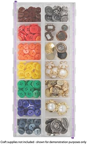Craft Mates Bead Organizer and Plastic Storage Containers for Crafts, Buttons, Pins and More, 14 Locking Compartments, 2XL, Clear Lids