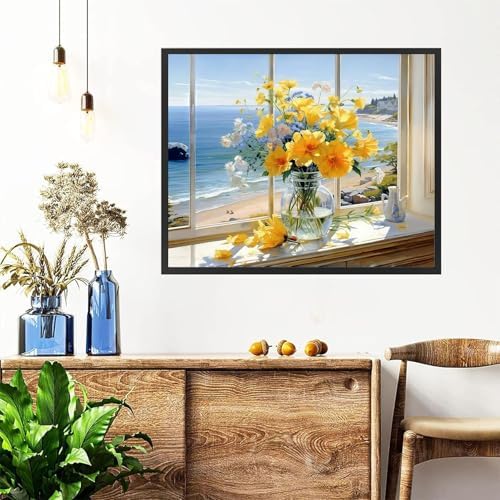 Vase Flower Paint by Numbers for Adults with Framed Canvas - Wooden Easel