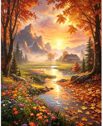 bleihum Landscape Autumn Paint by Numbers Kit for Adults 16x20inch