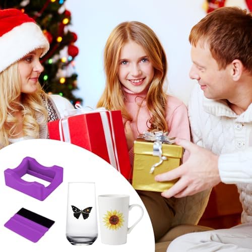 Silicone Cup Cradle for Tumblers,Tumbler Holder for Crafts with Built-in Slot and Felt Edge Squeegee,Small Cup Cradle Use to Apply Vinyl Decals,Anti-Skidding Tumbler Stand Cup Holder(Purple)