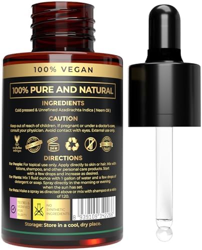 100% Pure and Natural Cold Pressed Neem Oil | Skin & Hair Care & Soap Making | Multi-Purpose Moisturizing and Hydrating Carrier Oil